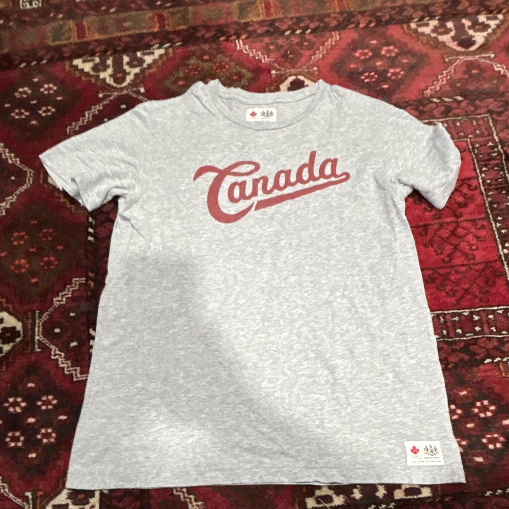 Canada Olympic Team Officially Licensed Gray Shirt Red Script Leaf Rings